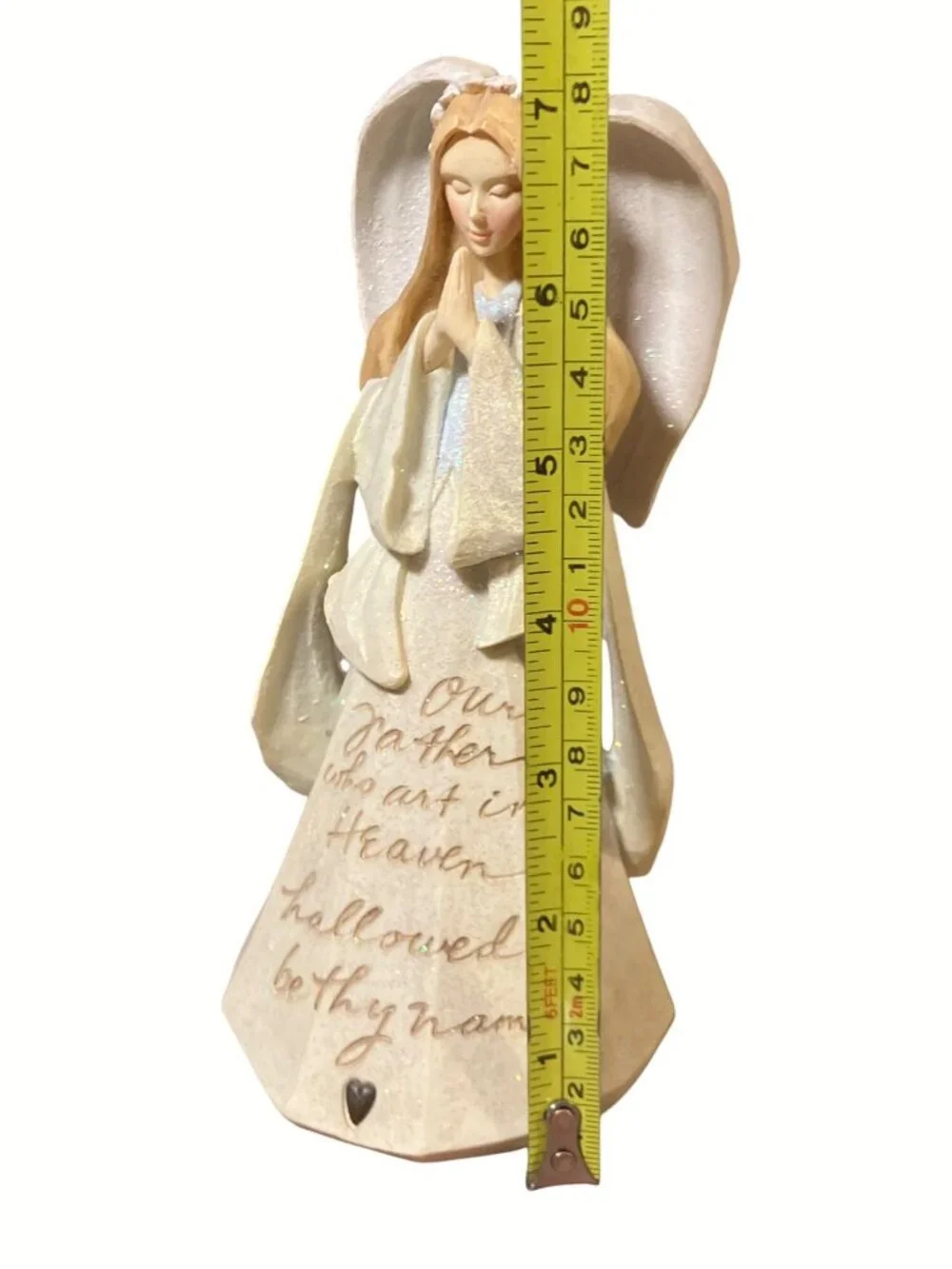 Foundations Enesco 2006 Angel Figurine With Lord's Prayer Text By Karen Hahn